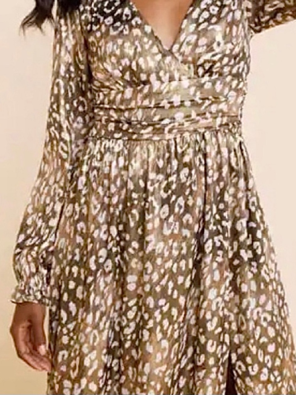 Francesca's Collections Limelight Lurex Leopard Maxi Dress Formal Evening Gold - Picture 2 of 8